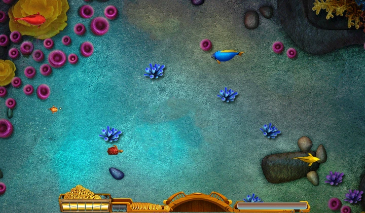 Ocean Arcade gameplay preview with reef traffic, coin fish, and bright catches