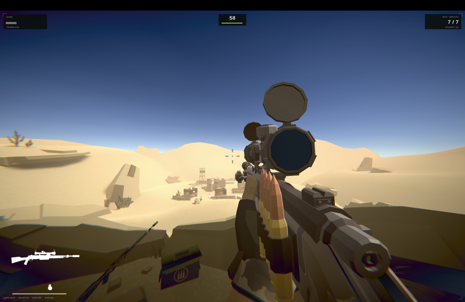 Range Zero desert training match with rifle and game HUD